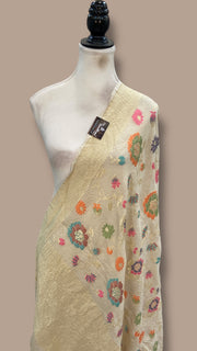 Pure Moonga Georgette Handloom Dupatta - Tilfi Meenakari - The Handlooms