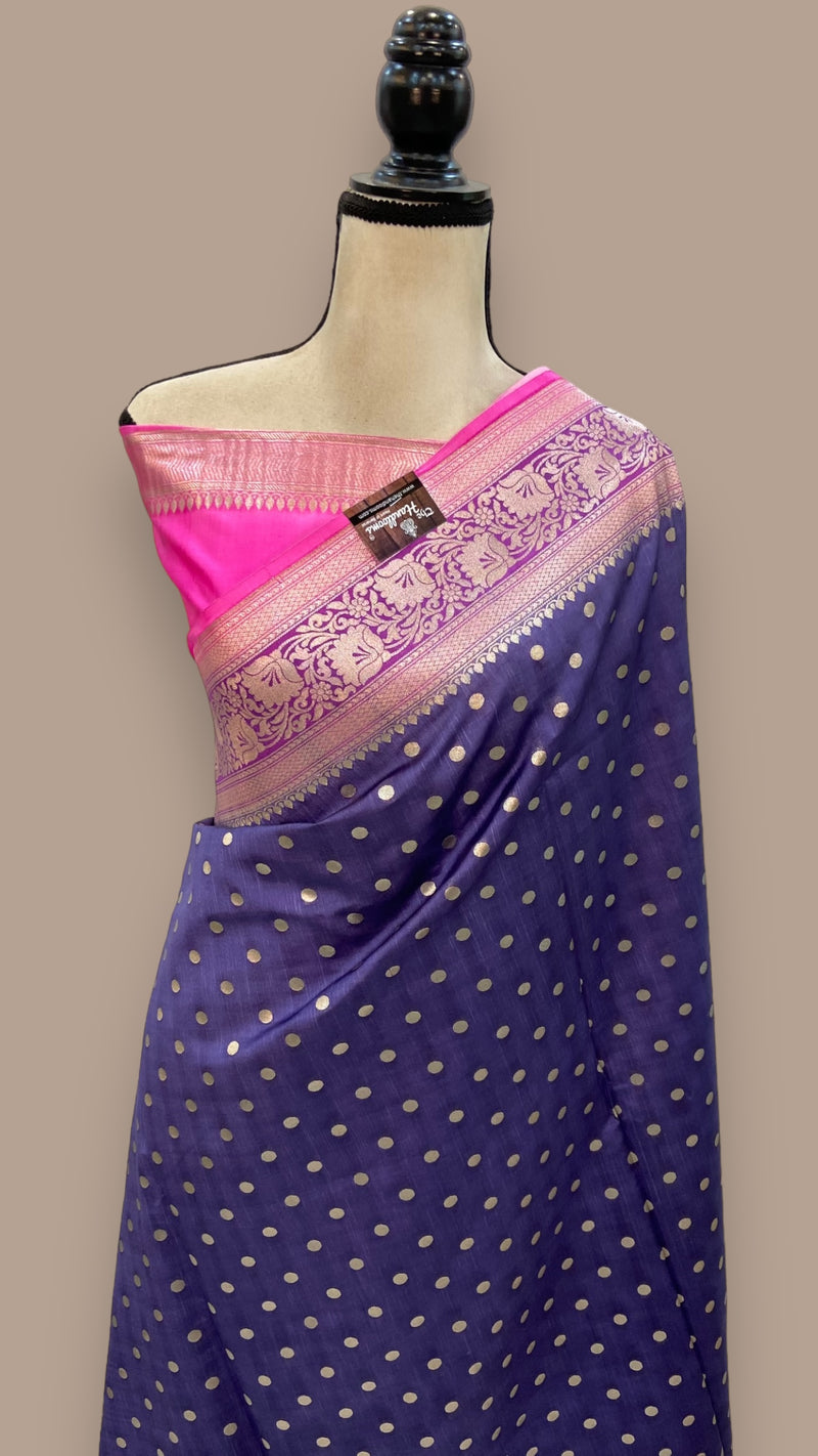 Pure Dupion Silk Banarasi Saree - Gold Zari - The Handlooms