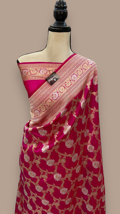 Pure Katan Silk Banarasi Handloom Saree - All over Sona Roopa Jaal work