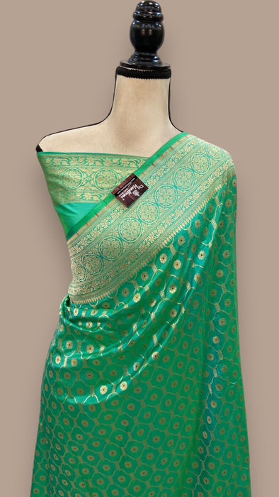 Pure Katan Silk Banarasi Handloom Saree - All over Jaal work with Meenakari