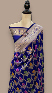 Pure Katan Silk Banarasi Handloom Saree - All over Jaal work - With Meenakari - The Handlooms