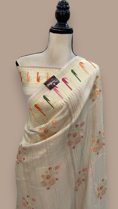 Tussar Georgette Handloom Banarasi Saree With Meenakari