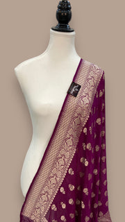 Khaddi Georgette Handloom Banarasi Dupatta - The Handlooms