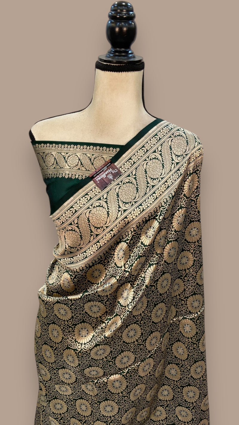 Pure Katan Silk Banarasi Handloom Saree - Tanchui Brocade With Meenakari - The Handlooms