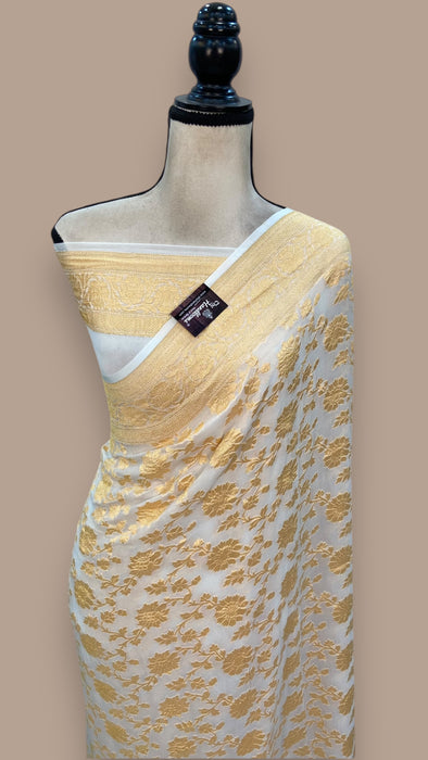 Pure Khaddi Georgette Banarasi Saree -  Gold zari