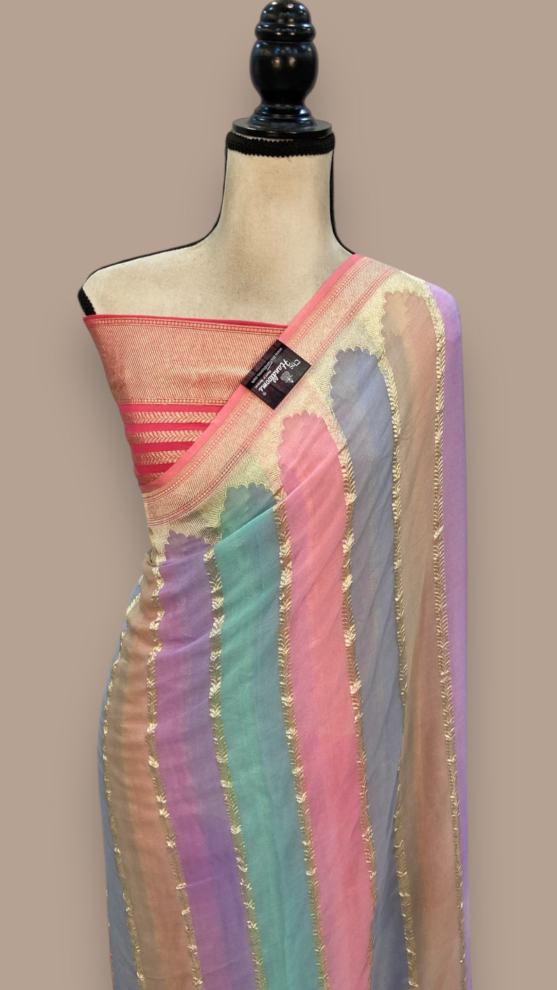 Khaddi Georgette Handloom Banarasi Saree - The Handlooms