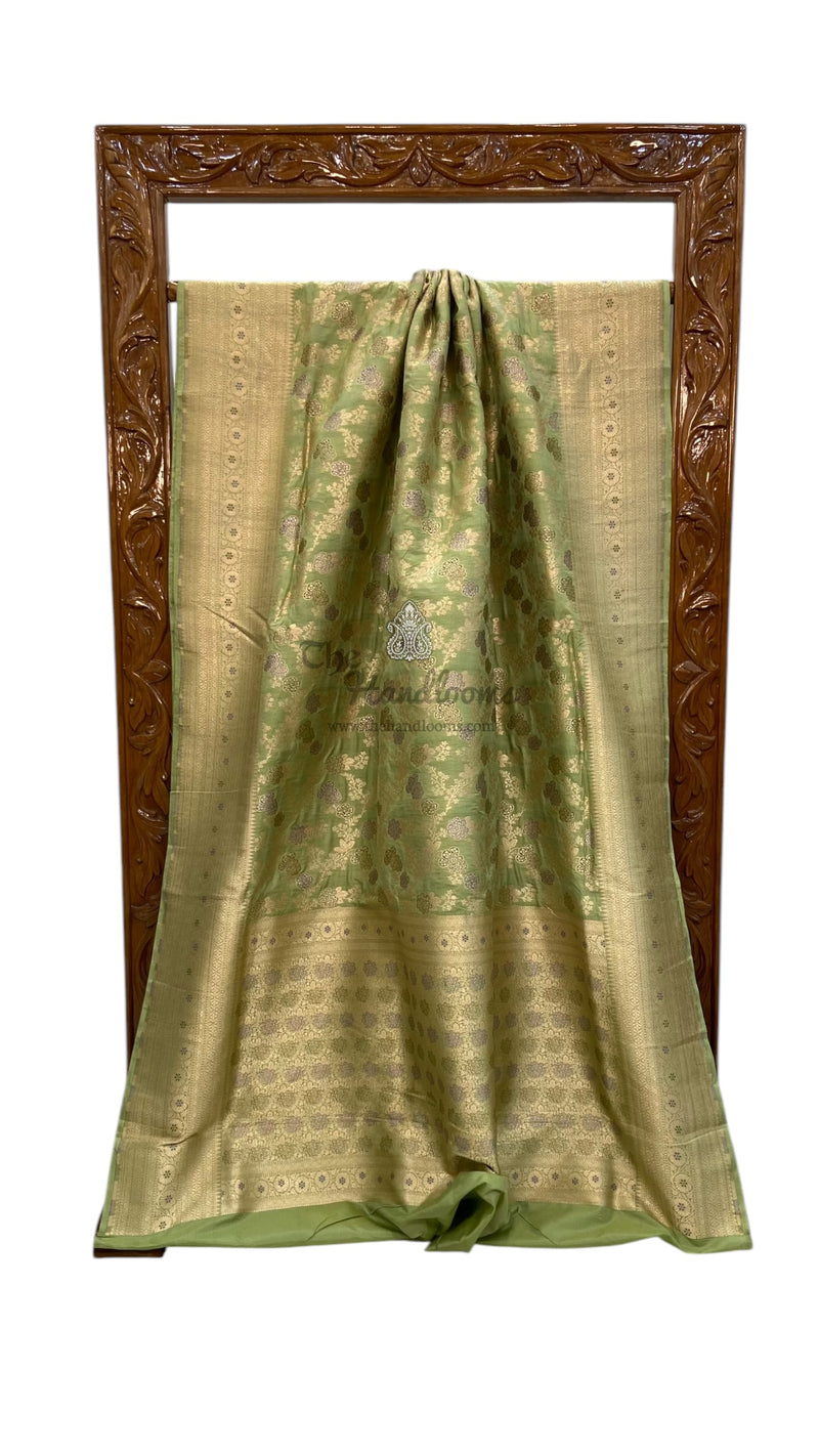 Pure Katan Silk Banarasi Handloom Saree - All over Jaal work - With Meenakari - The Handlooms