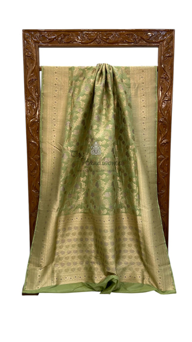 Pure Katan Silk Banarasi Handloom Saree - All over Jaal work - With Meenakari