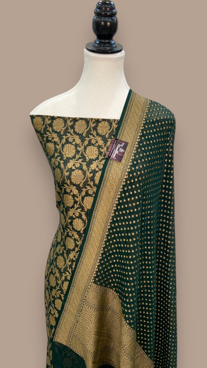 Pure Khaddi Georgette Handlooms Banarasi Dress material - The Handlooms