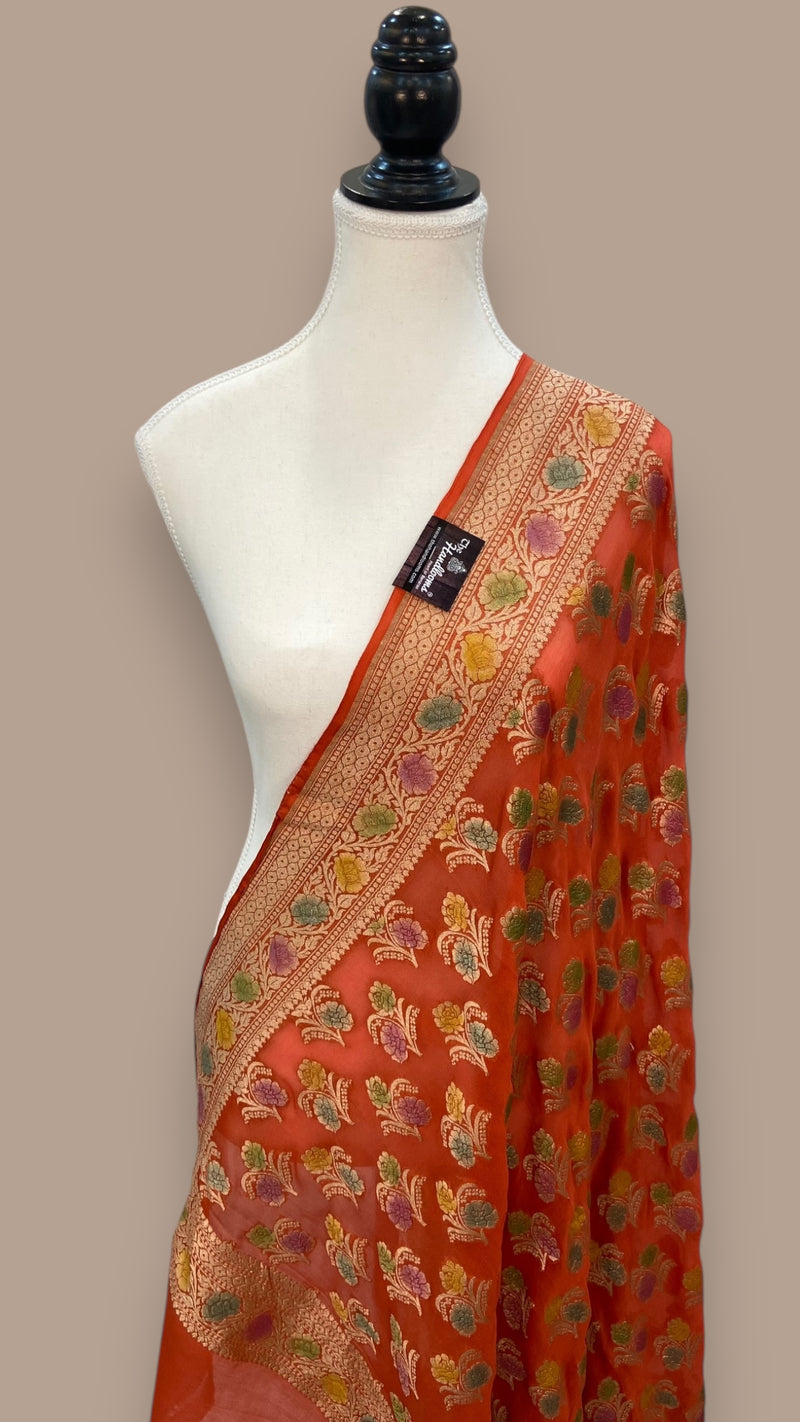 Khaddi Georgette Handloom Banarasi Dupatta - The Handlooms