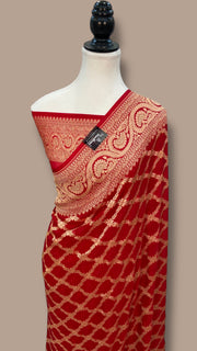 Pure Khaddi Georgette Banarasi Saree -  Gold zari - The Handlooms