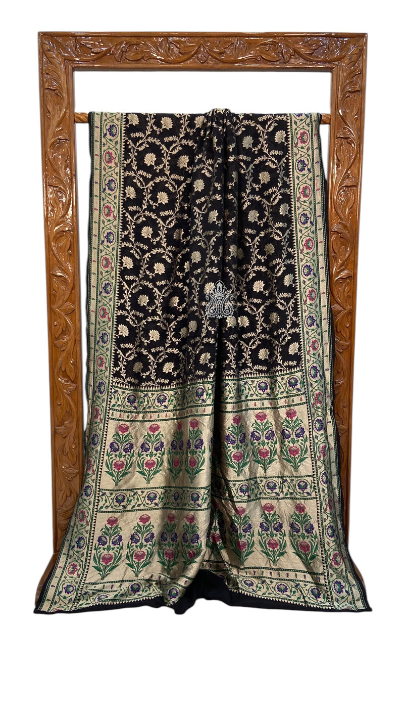 Pure Georgette Banarasi Handloom Saree - with meenakari work - The Handlooms