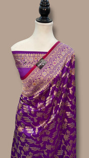 Pure Katan Silk Banarasi Handloom Saree - All over Jaal Work With Meenakari - The Handlooms
