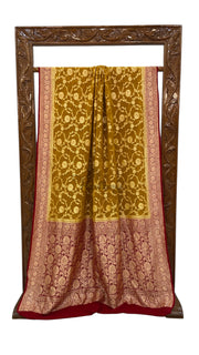 Pure Khaddi Georgette Banarasi Saree -  Gold zari - The Handlooms