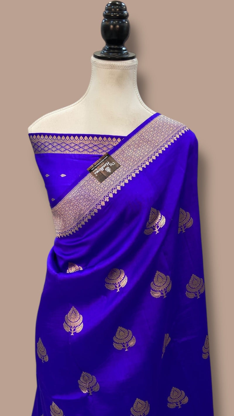 Pure Katan Silk Banarasi Handloom Saree - All over Kadua motifs - The Handlooms