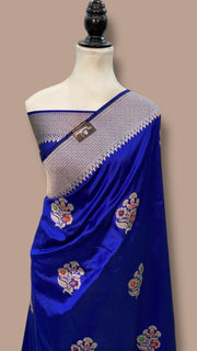 Pure Katan Silk Banarasi Handloom Saree - All over Kadua motifs With Meenakari - The Handlooms