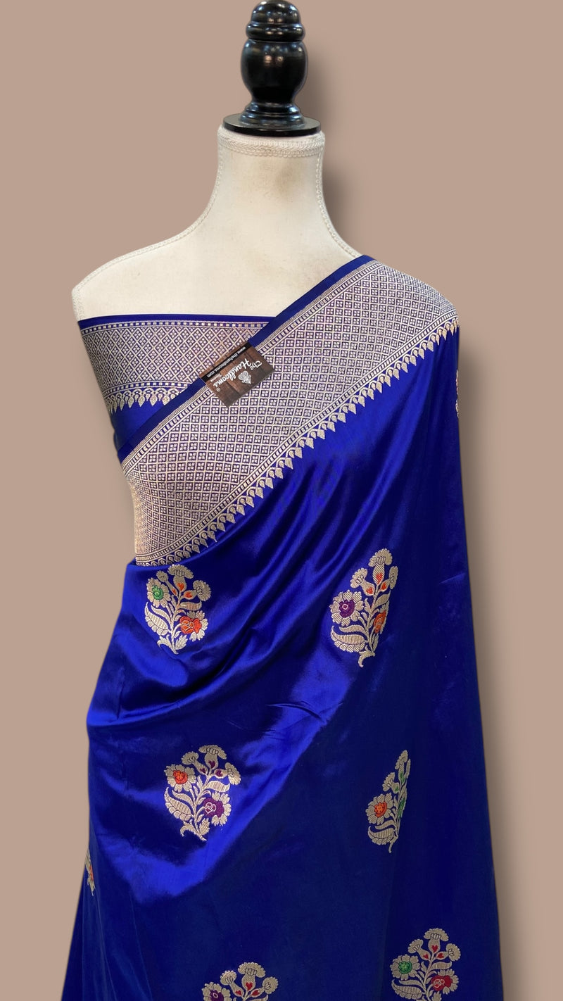 Pure Katan Silk Banarasi Handloom Saree - All over Kadua motifs With Meenakari - The Handlooms