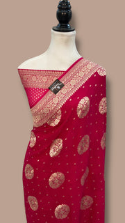 Pure Khaddi Georgette Handloom Banarasi Saree with water zari - The Handlooms