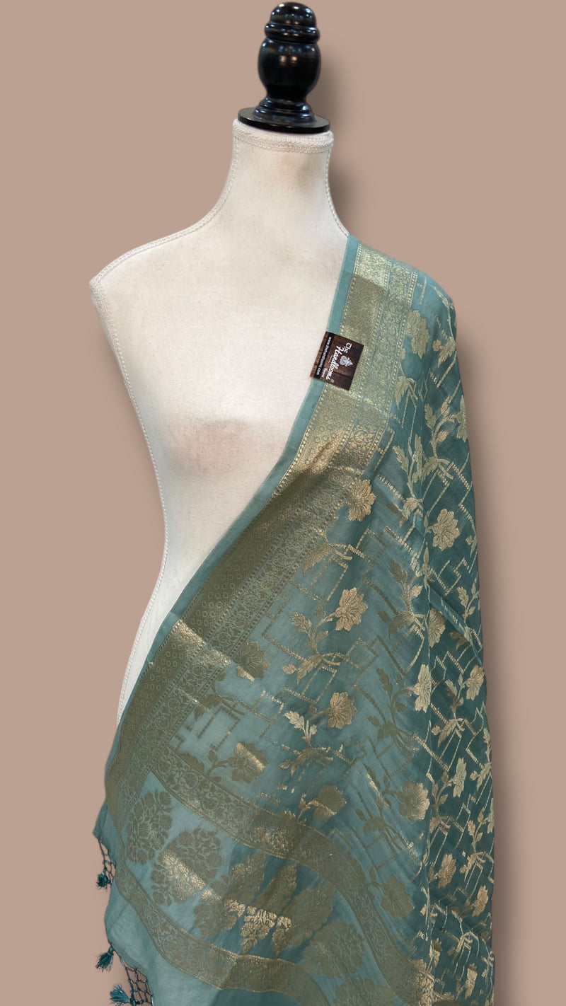 Pure Chanderi Cotton Banarasi Dupatta - The Handlooms