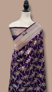 Pure Katan Silk Banarasi Handloom Saree - All over jaal work - The Handlooms