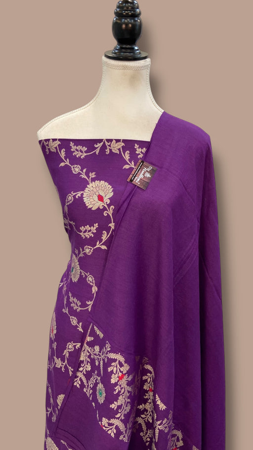 Pure Moonga Silk Banarasi Dress Material - The Handlooms