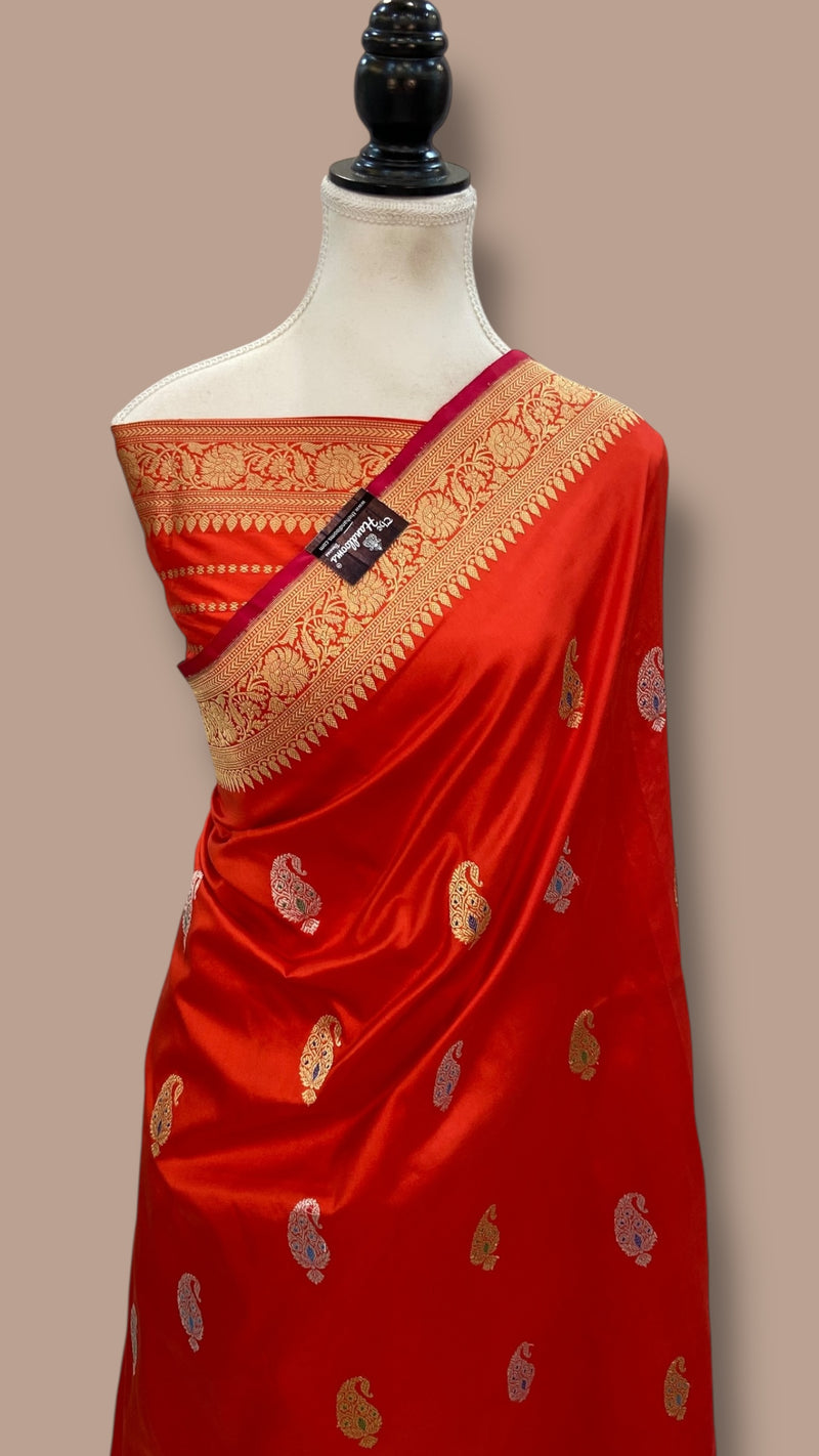 Pure Katan Silk Banarasi Handloom Saree - All Over Sona Roopa Kafua Motifs - The Handlooms
