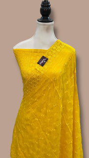 Pure Georgette Banarasi Chikankari Dress material - The Handlooms