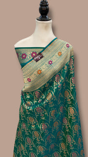 Pure Katan Silk Banarasi Handloom Saree - All over Jaal work With Meenakari - The Handlooms