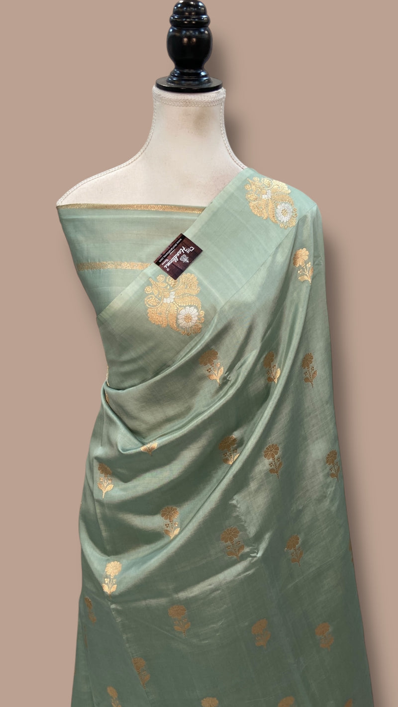 Pure Katan Silk Banarasi Handloom Saree - All over Kadua motifs - The Handlooms