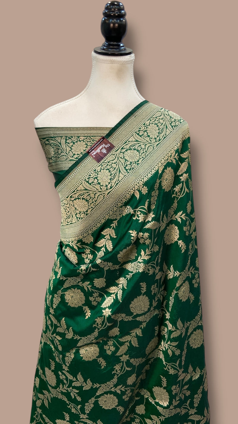 Pure Katan Silk Banarasi Handloom Saree - All Over Jaal Work - The Handlooms