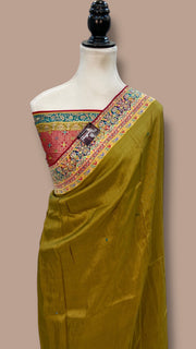 Khaddi Crape Silk Handloom Banarasi Saree With Handwork - The Handlooms