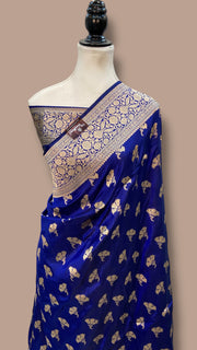 Pure Katan Silk Banarasi Handloom Saree - All Over Jaal Work - The Handlooms