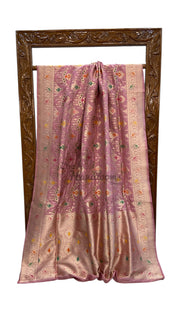Pure Katan Silk Banarasi Handloom Saree - All over Jaal Work With Meenakari - The Handlooms