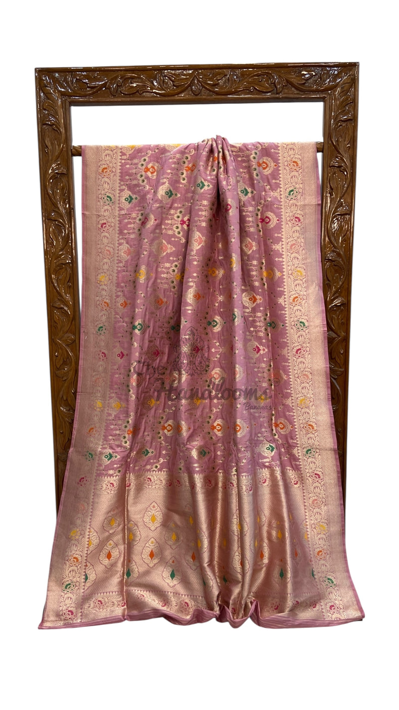 Pure Katan Silk Banarasi Handloom Saree - All over Jaal Work With Meenakari - The Handlooms