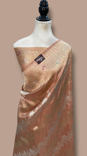 Pure Katan Silk Banarasi Handloom Saree - All over Sona Roopa kadiyal Jaal work - The Handlooms