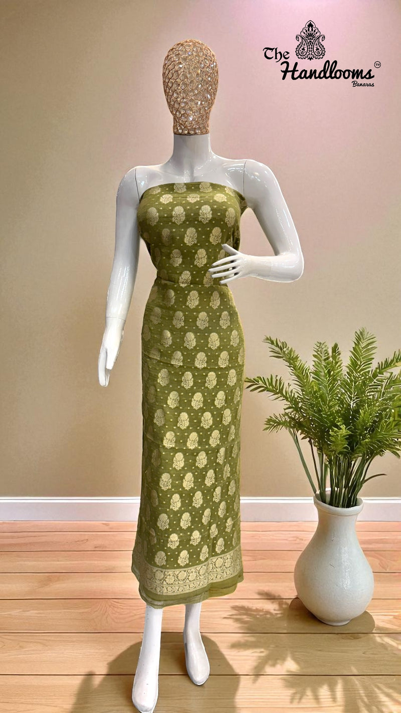 Tissue Khaddi Georgette Banarasi Dress material - The Handlooms