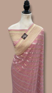 Khaddi Georgette Handloom Banarasi Saree - All Over Sona Roopa Jaal Work - The Handlooms