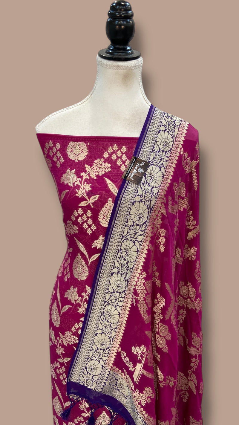 Khaddi Georgette Banarasi Dress material Water Zari - The Handlooms