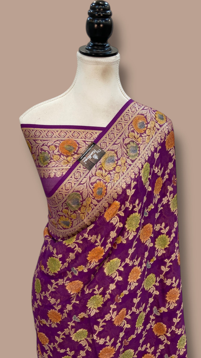 Pure Chiffon Khaddi Banarasi Saree - The Handlooms