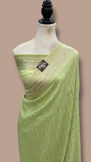 Pure Georgette Linen Banarasi Handloom Saree - The Handlooms