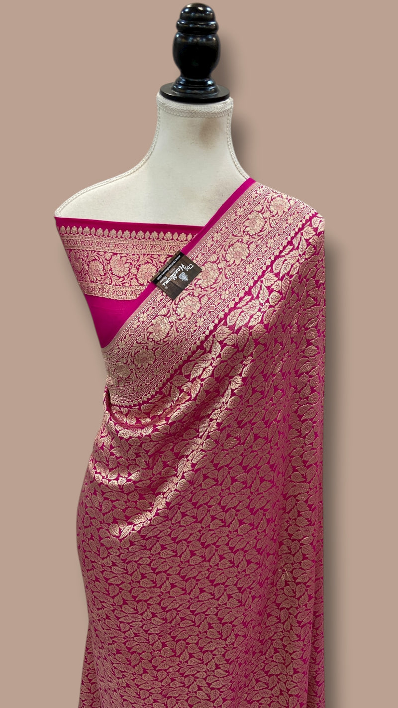 Khaddi Georgette Handloom Banarasi Saree - Tanchui Brocade - The Handlooms