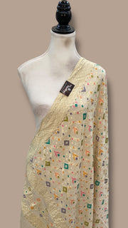 Pure Moonga Georgette Handloom Dupatta - Tilfi Meenakari - The Handlooms