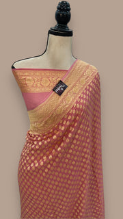 Pure Khaddi Georgette Banarasi Saree -  Gold zari - The Handlooms