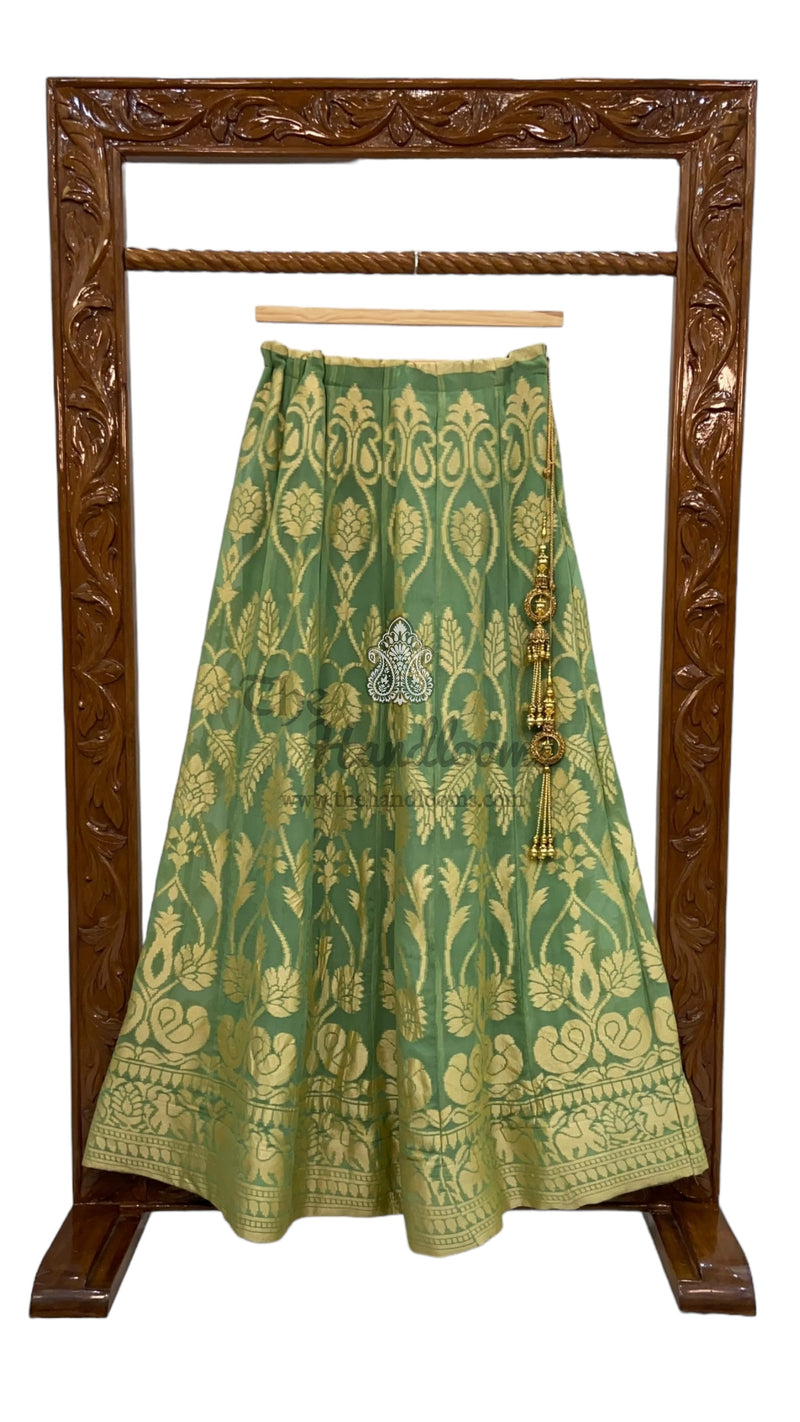Pure Khaddi Georgette Handloom Banarasi Lehenga - Stitched - The Handlooms