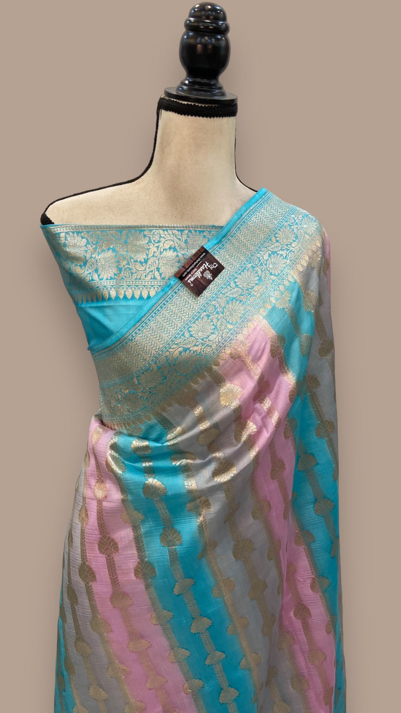 Pure Dupion Silk Banarasi Saree - Gold Zari - The Handlooms