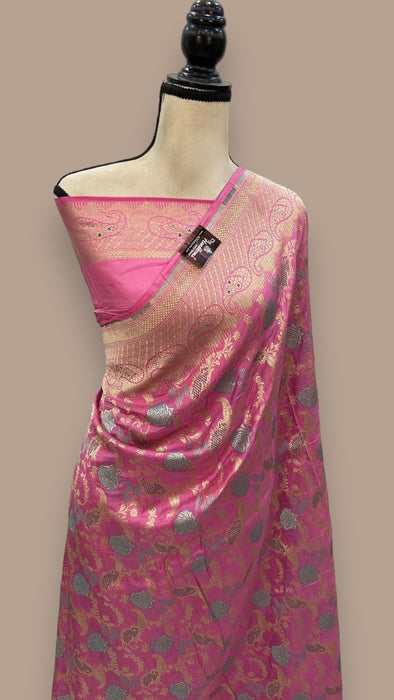 Pure Katan Silk Banarasi Handloom Saree - All over Jaal work - With Meenakari