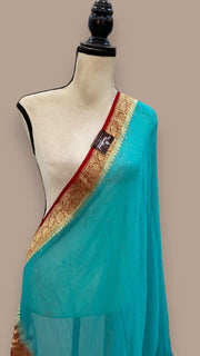 Pure Georgette Dupatta - gold zari - The Handlooms