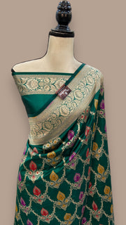 Pure Katan Silk Banarasi Handloom Saree - All over Jaal work - With Meenakari - The Handlooms
