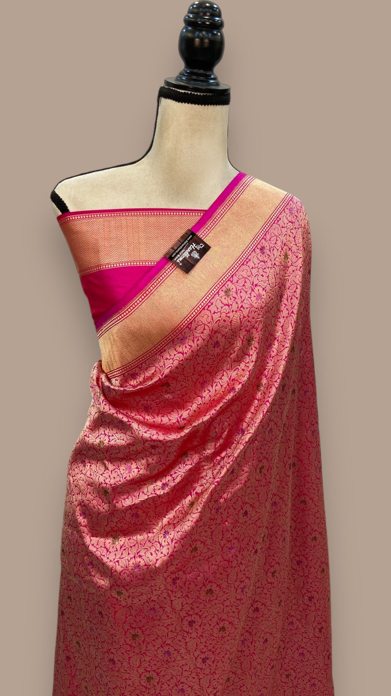 Pure Katan Silk Banarasi Handloom Saree - Tanchui Brocade With Meenakari - The Handlooms
