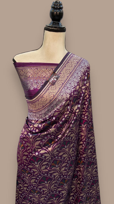 Pure Katan Silk Banarasi Handloom Saree - All over Jaal work - With Meenakari